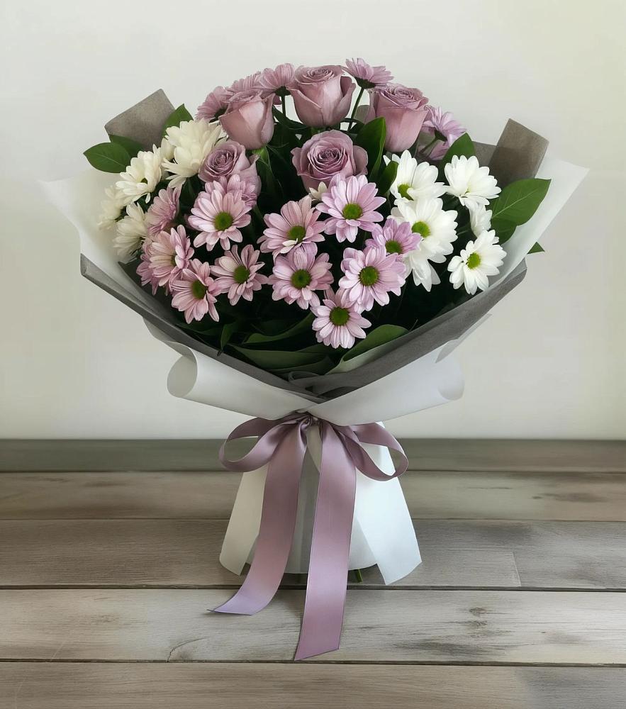 Букет цветов из: Хризантемы и Розы в Верхнеяркеево