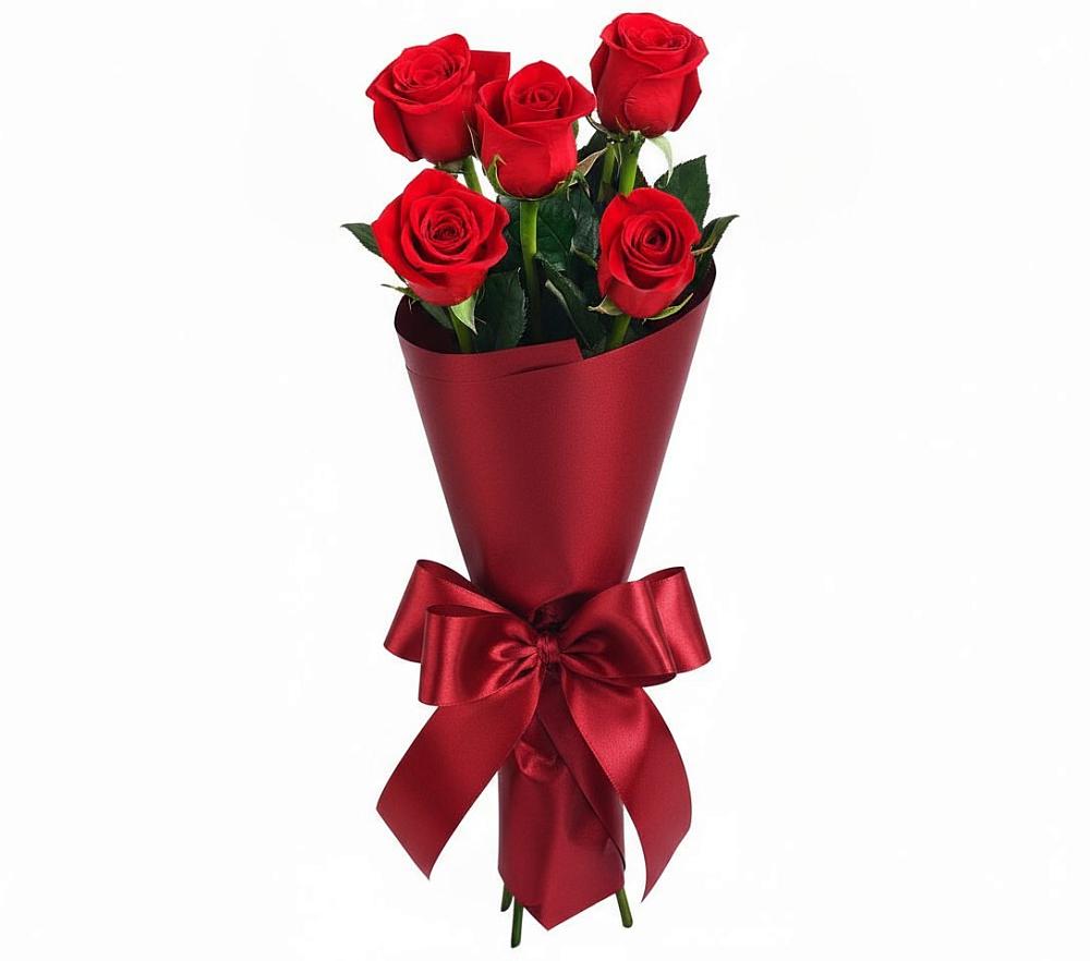 Букет 5 Красных роз Эдлесс Лав в Верхнеяркеево