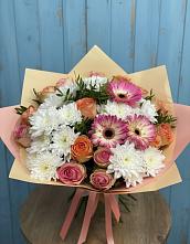 Букет цветов из:  Розы, Герберы и Хризантемы #REPLACE_PRED# Верхнеяркеево