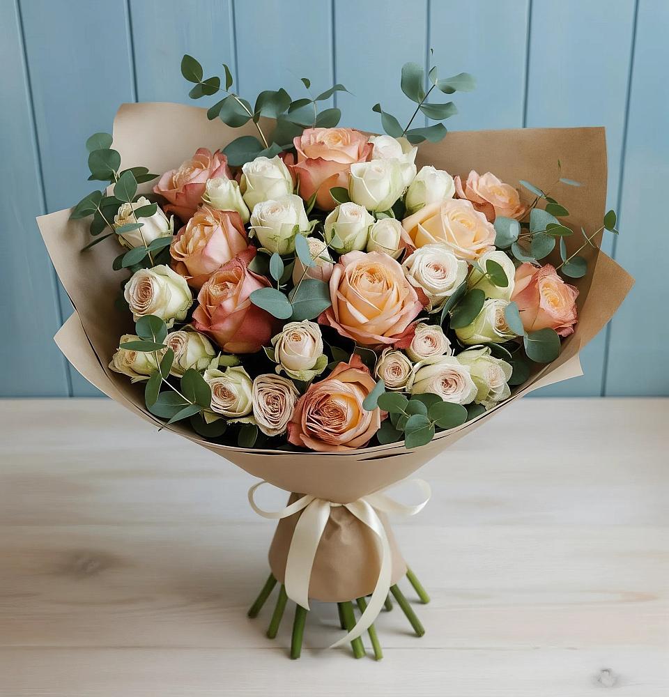 Букет цветов из: Альстромерии и Розы в Верхнеяркеево