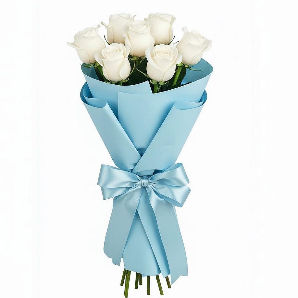 Букет 7 белых роз Проуд в Верхнеяркеево