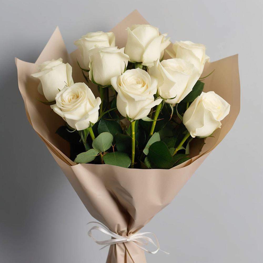 Букет 9 Белых роз Эдлесс Лав в Верхнеяркеево