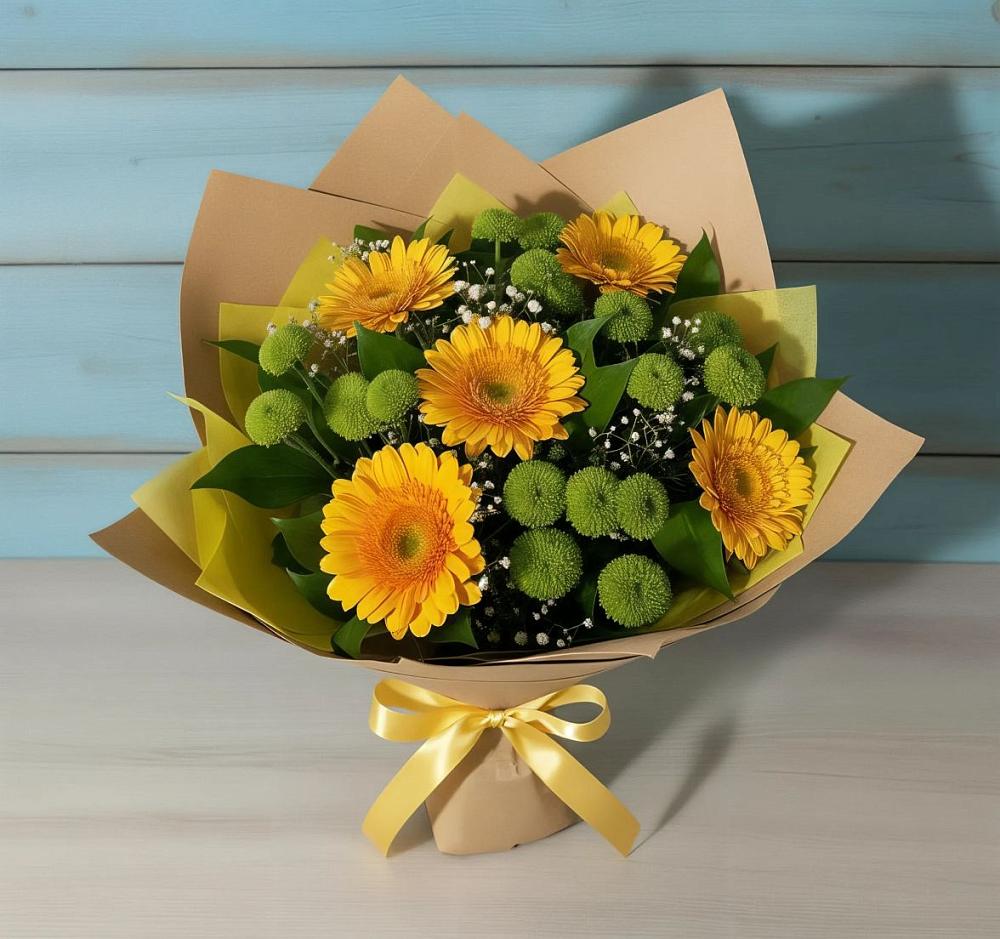Букет цветов из: Герберы и Хризантемы в Верхнеяркеево