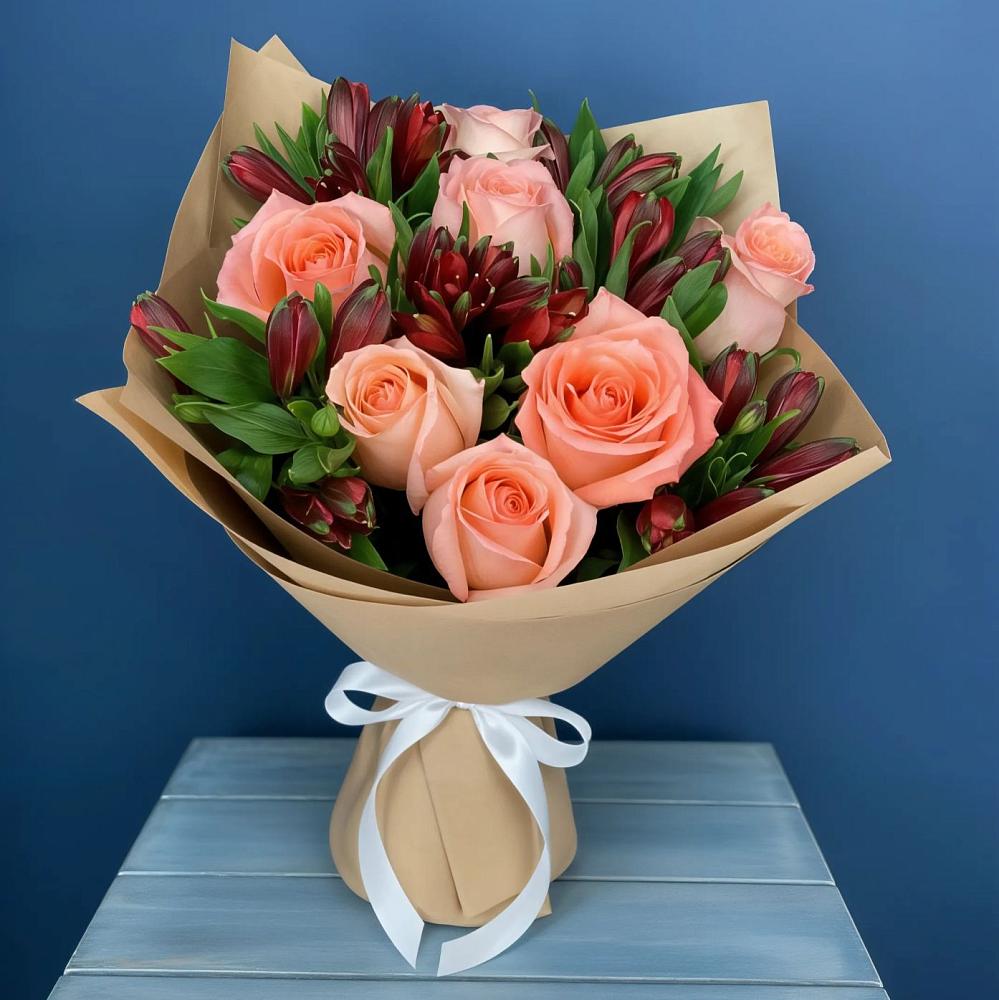 Букет цветов из: Розы и Альстромерии в Верхнеяркеево