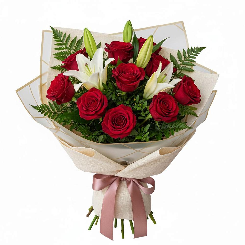 Букет цветов из: Лилии и Розы в Верхнеяркеево