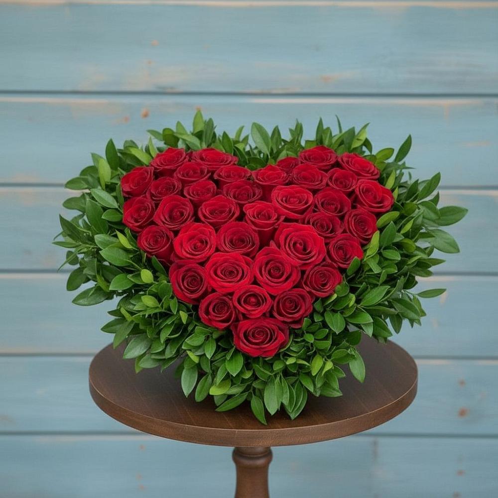 Цветочная композиция из Розы в виде сердца в Верхнеяркеево