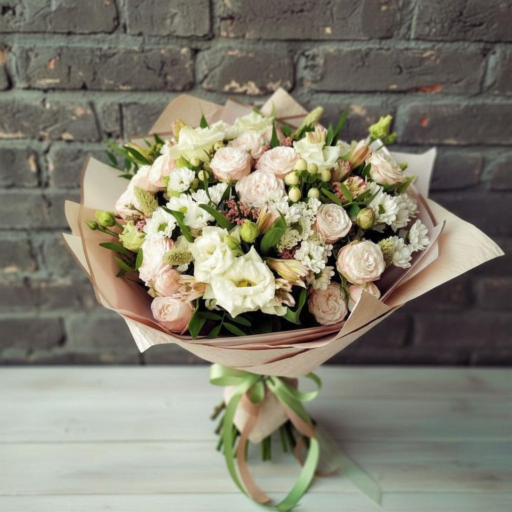 Букет цветов из: Альстромерии, Розы и Хризантемы в Верхнеяркеево