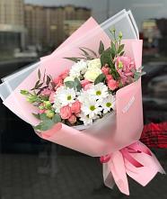 Букет цветов из:  Розы, Лизиантусы и Хризантемы в Верхнеяркеево
