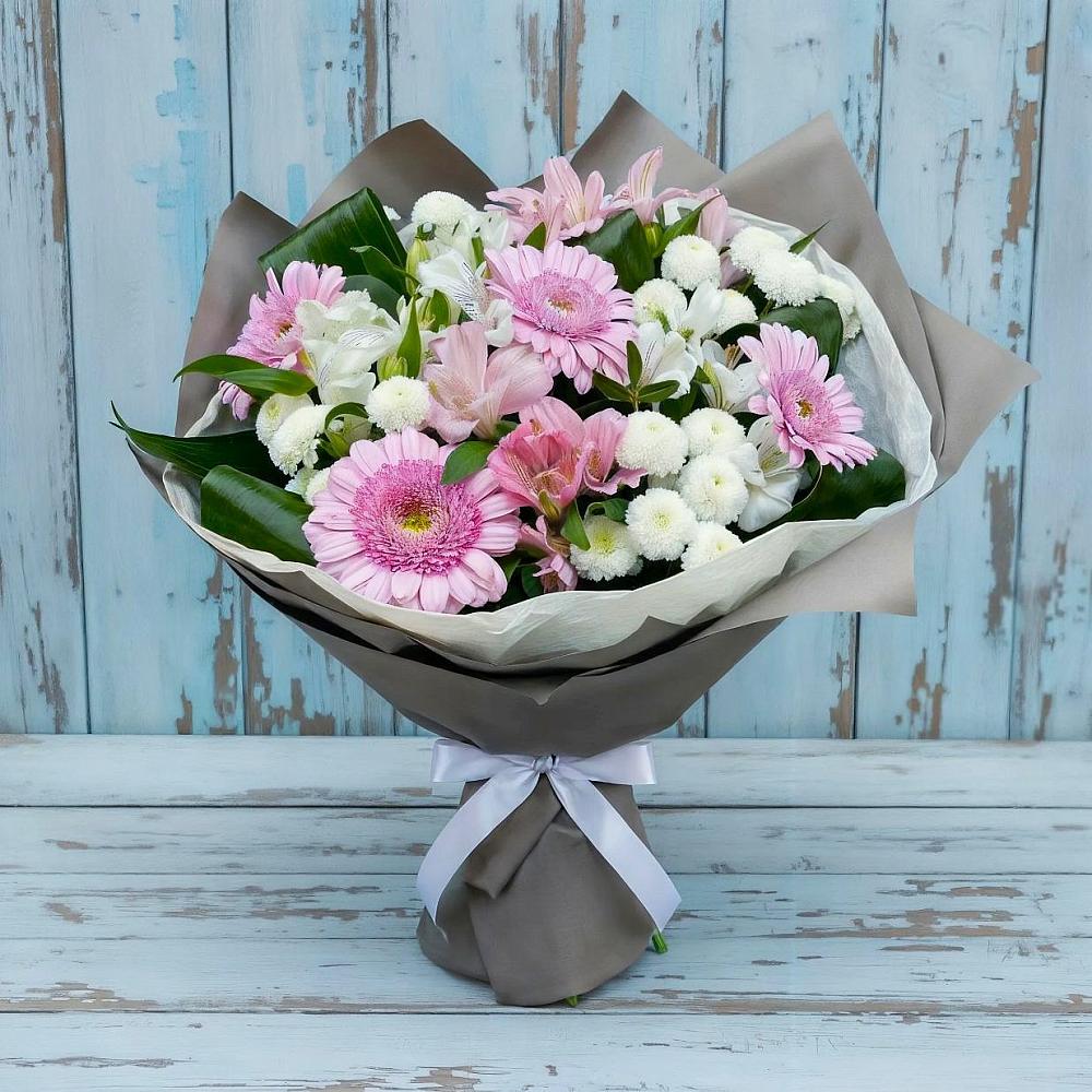 Букет цветов из: Герберы, Альстромерии и Хризантемы в Верхнеяркеево