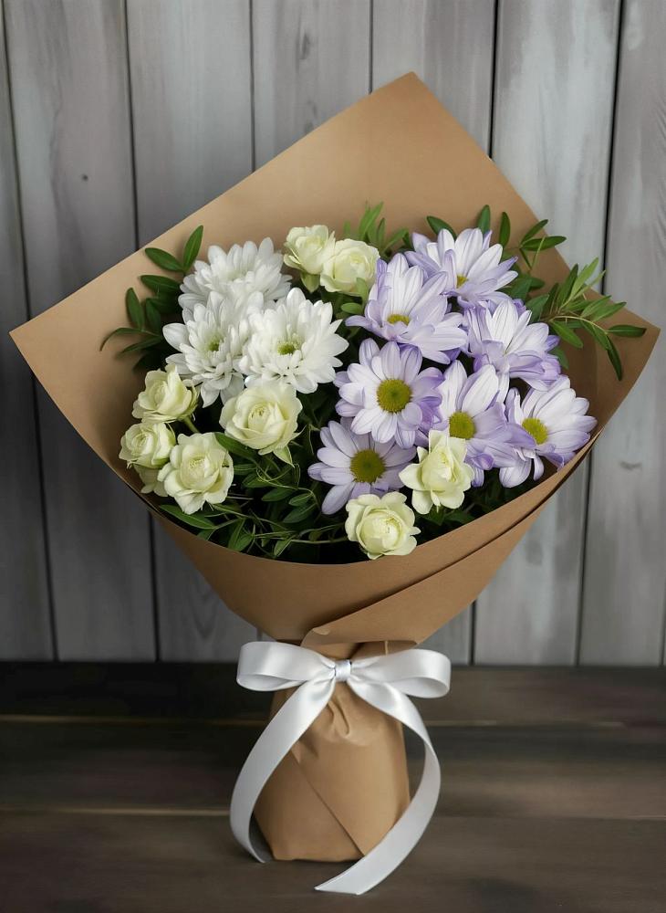 Букет цветов из: Хризантемы и Розы в Верхнеяркеево